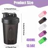 400ml Protein Shaker Bottle, Protein Shake Mixer, Shaker Cups Portable Pre Workout with Wire Mixball Blender Perfect for Mixing Powdered Shakes, Clear, BPA Free and DEHP-free, Dishwasher Safe (Black) view 2