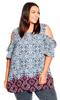 Avenue Women's Plus Size Top Cold Shldr Frill Blouse, Fairville Border, 34-36 view 1