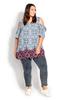 Avenue Women's Plus Size Top Cold Shldr Frill Blouse, Fairville Border, 34-36 view 2