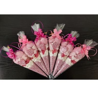 Pink Pre Filled Millions Sweet Cones Kids Party Bags Children's Hand Made Birthday party made to order for girls Party bag Kids Sweet candy Assorted Sweet Cone