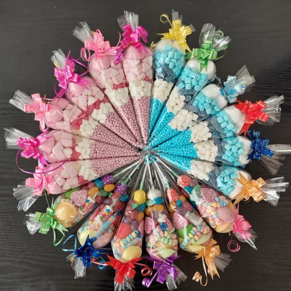 Pre Filled Millions Retro Sweet Cones Colours Kids Party Bags Children's Birthday party anniversary christening baby shower gender reveal wedding (Pink Strawberry, 1 Count (pack of 20))