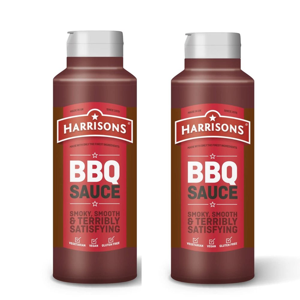 Harrison BBQ Sauce Pack of 2 Barbecue Sauce Bottles 1 Liter Each Vegan Friendly, Gluten Free with No Soya, Dairy and Artificial Color or Flavor Made in UK