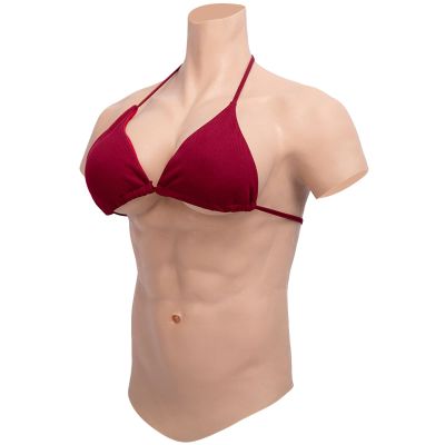 PROPFE Silicone Muscle Suits Cosplay Costume Breastplate False Body Bodysuit Half Body Simulation Skin Boobs for Crossdresser
