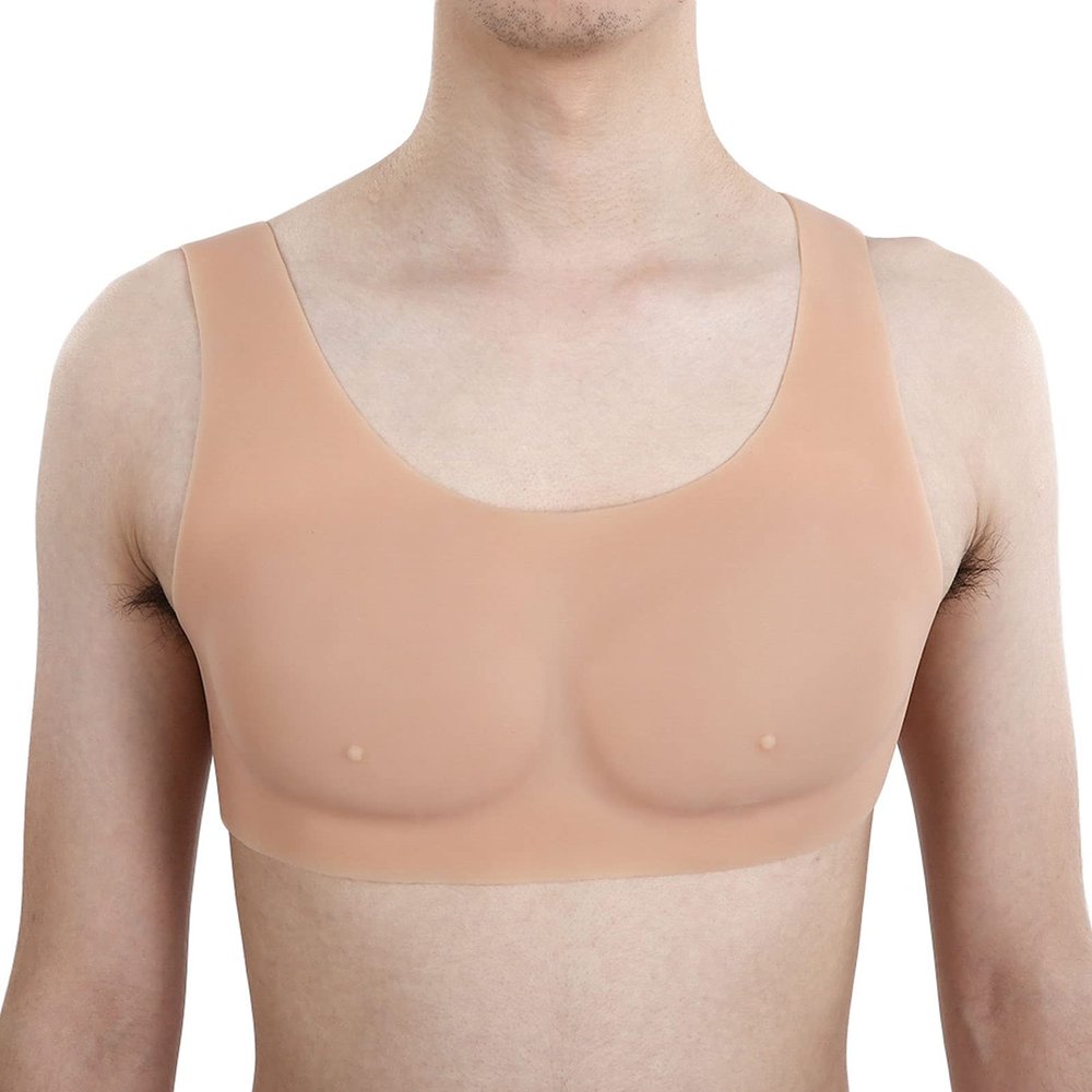 Silicone Muscle Suit Fake Pectoral Muscle Shaper Realistic Silicone Chest Muscles Enhancer Man Chest Pad for Halloween Cosplay Props