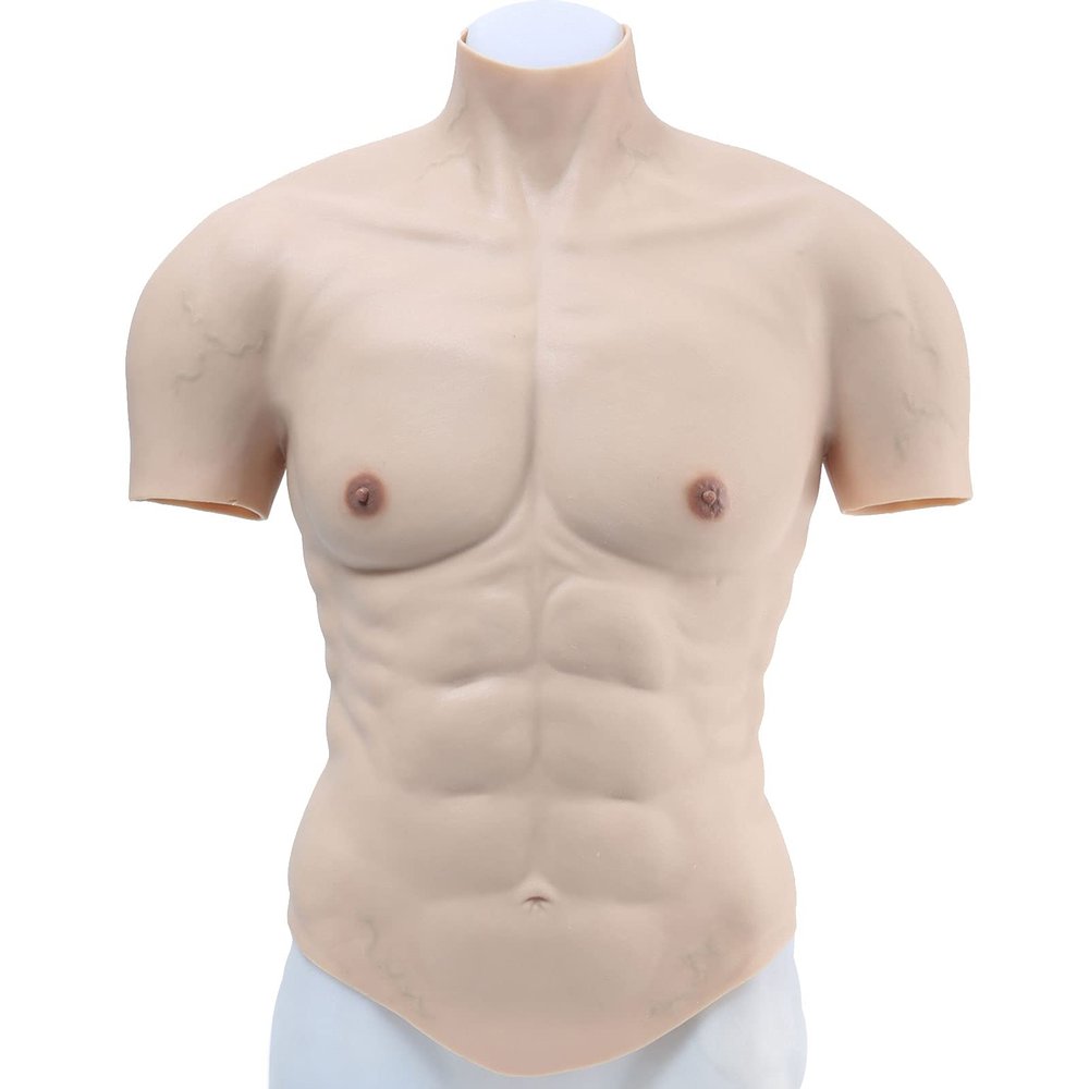Realistic Silicone Muscle Suit Male Chest Fake Muscle Belly Simulation Skin Enhancer for Cosplayers Halloween Props