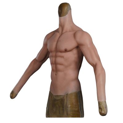 Silicone Muscle Chest Suit Half-Body Male Chest Vest Abdominal Muscle Simulation Skin with Arms for Cosplay Halloween Props