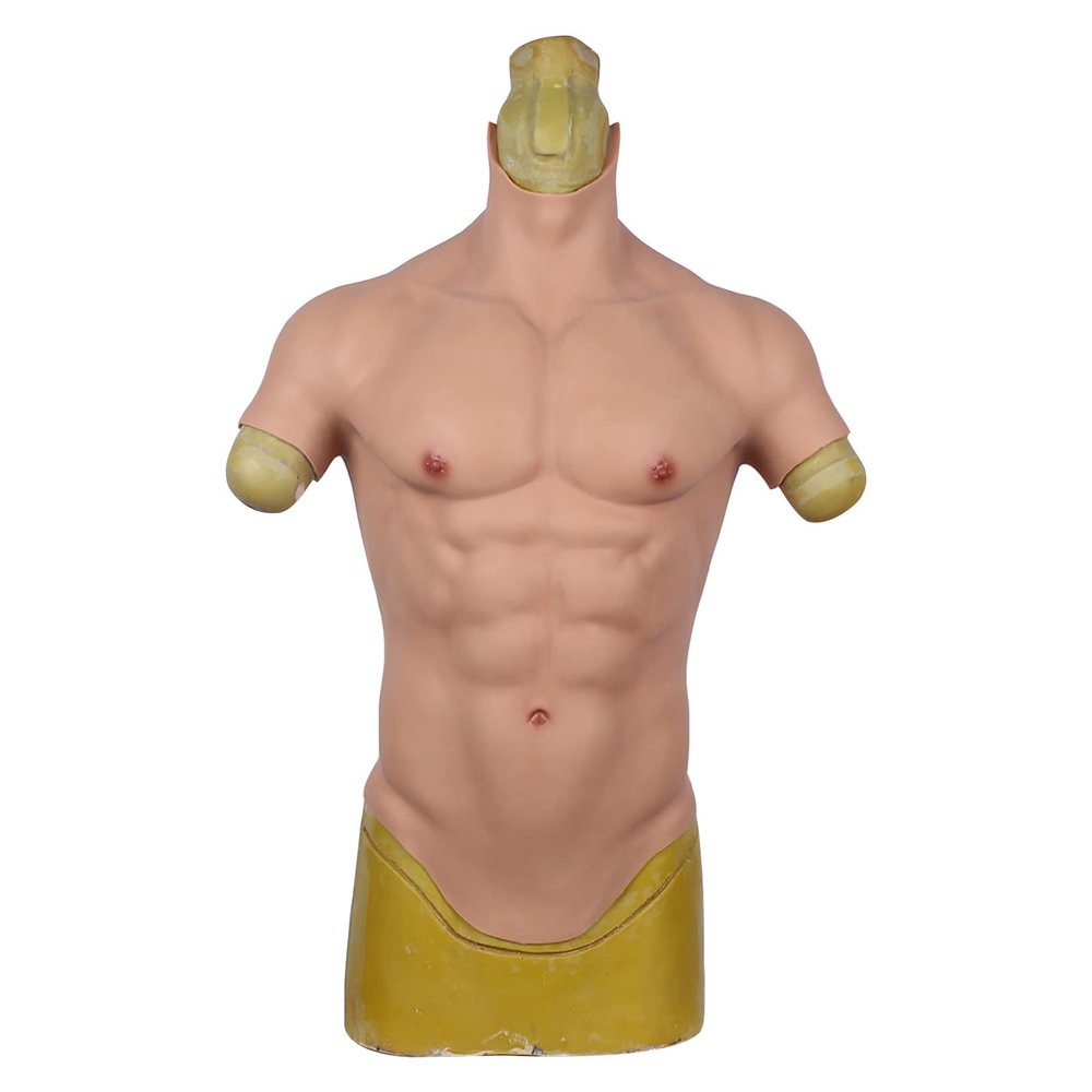 Silicone Chest Suit Realistic Half-Body Abdominal Muscle Simulation Skin Fake Muscle Suits for Halloween Cosplay Props