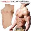 Realistic Silicone Fake Muscle Chest Abdominal Muscles Suit Half Body High Collar Bodysuit for Cosplay Halloween Props view 3