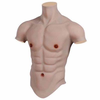 Full Silicone Muscle Suit, Half-Body Simulation Male Fake Belly Realistic Abdominal Suit for Crossdresser Halloween Prop