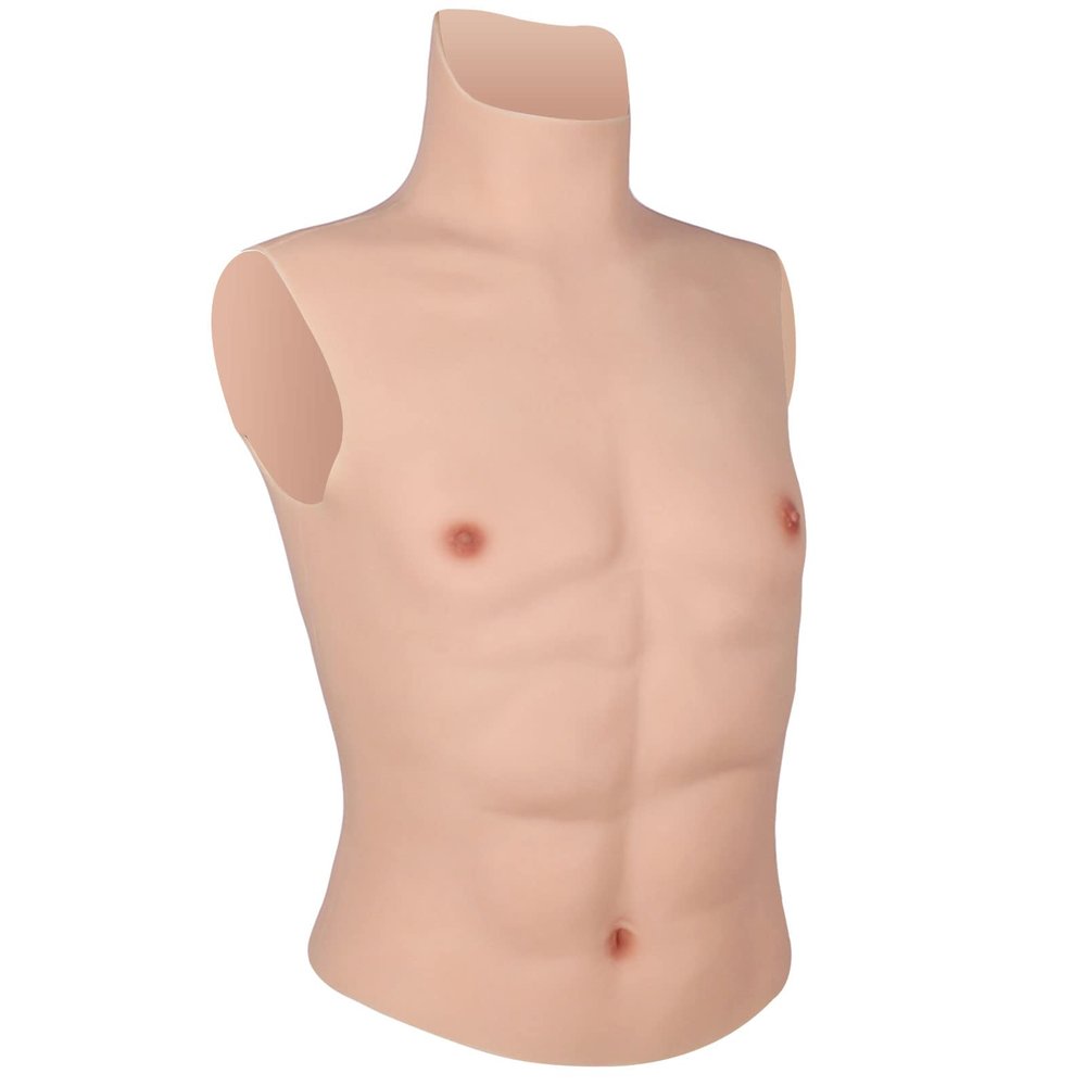 PROPFE Silicone Realistic Muscle Suit Half Body Chest Soft Male Shaper Stronger Simulation Skin for Cosplay Halloween Costume
