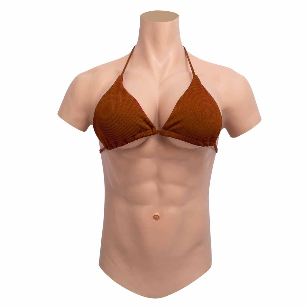 PROPFE Crossdressing Silicone Breastplate F Cup with Silicone Abdominal Muscle Artificial Fake Boobs Breast Forms
