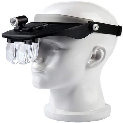 HWSY Head-Mounted Magnifying Glass - with Led Lights - Old Man Reading HD Engraving Mobile Phone Watch Repair High Power Optics Magnifiers Interesting
