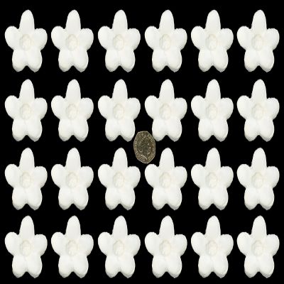 24 x edible 3D flowers flower type twelve, icing toppers, cake cupcakes decorations (Grey Silver)