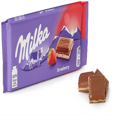 Milka Strawberry Yoghurt Original Chocolate 100g (5 Bars) Tasty And Twisty Treat Gift Hamper For Birthday,Christmas Sold By Kidzbuzz