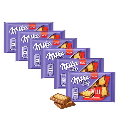 Milka Lu Biscuits with Chocolate (Pack of 6) Delicious Tasty And Twisty Treat Gift Hamper For Birthday,Christmas Sold By Kidzbuzz