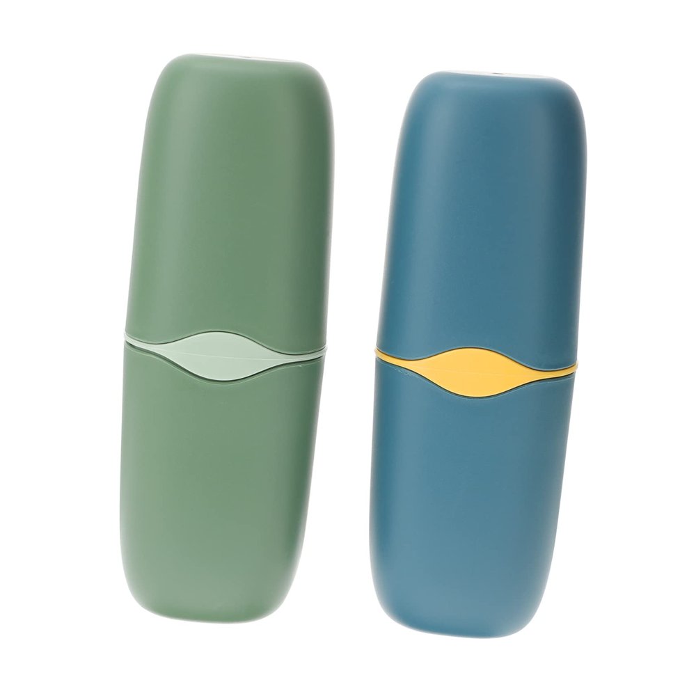 Alipis 2pcs Elegant Plastic Bathroom Accessories Organizer Toothbrush Cup Toothpaste Travel Case Outdoor Holder Toothbrush Slots