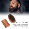 Beard Brush Comb Kit, Ergonomic Beard Grooming Brush with Soft Bristles, Wooden Hair Brush with Double Side Comb for Oil Head Styling, Practical Face Grooming Tool for Home Travel view 2