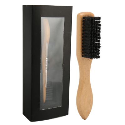Beard Grooming Brush, Nylon Bristles Mustache Brush for Styling and Deep Cleaning, Wooden Beard Brush for Straightening and Promoting Beard Growth, Practical Gift for Dad Husband