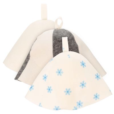 Healeved 3pcs Thickened Felt Sauna Shower Cap for Sauna Bathing Pack Absorbent Hat for Men and Women