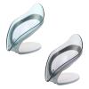COLLBATH Leaf-shaped Soap Rack with Suction Cups 2pcs Bathroom Soap Holder Set in Gray and Blue Storage for Shower and Washbasin Use view 1