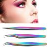 Eyelash Tweezers, Comfortable Grip 3 Specifications Stable Clamping Eyelash Tweezers Set 430 Stainless Steel for Eyelash Extension Grafting view 2