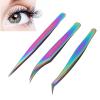 Eyelash Tweezers, Comfortable Grip 3 Specifications Stable Clamping Eyelash Tweezers Set 430 Stainless Steel for Eyelash Extension Grafting view 3