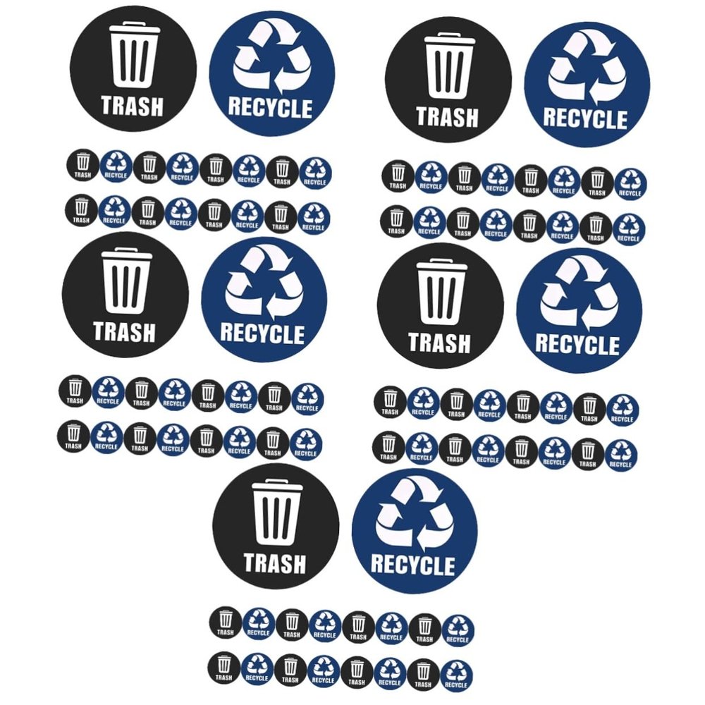 YARNOW 5sets Recycling Bin Sticker PVC Trash Can Label Recycle Trash Can Stickers