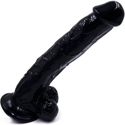 10.23-Inch Black Soft Leisure Product with Suction Cup Easy to Clean