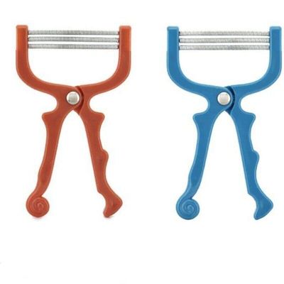 2 Pieces Facial Hair Remover 3 Row Handheld Spring Beauty Epilator Tool Beauty Tools Random Color