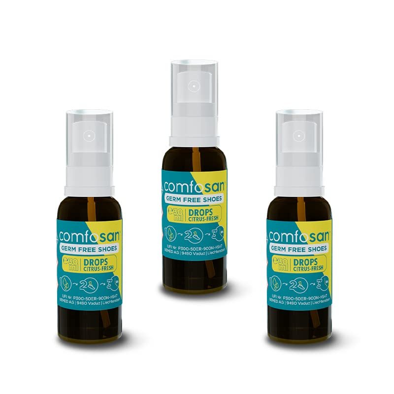comfosan HYGIENISING Drops Refill Bundle | for use with comfosan hygienising Inserts | Effective, Long Lasting Odour & Germ Removal from Shoes