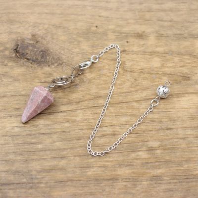 Natural Stone Faceted Cone Spiral Pendulum Pointed,Rhodonite