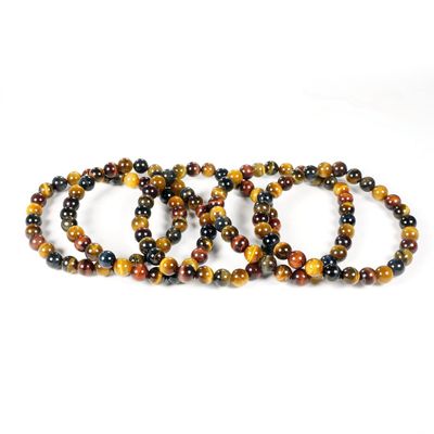 10 20 50 Bulk Wholesale Tiger Eyes Stone Bracelets Beaded Crystal Bracelet (50 Pieces Pack)