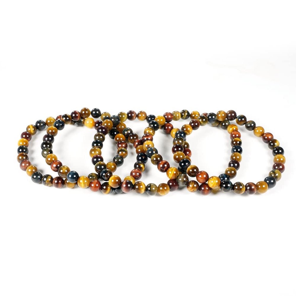 10 20 50 Bulk Wholesale Tiger Eyes Stone Bracelets Beaded Crystal Bracelet (50 Pieces Pack)