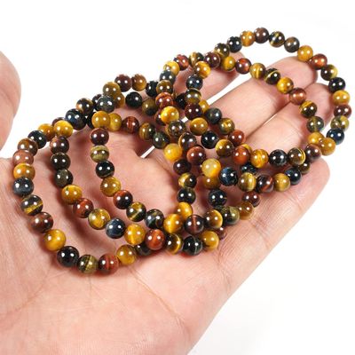 10 20 50 Bulk Wholesale Tiger Eyes Stone Bracelets Beaded Crystal Bracelet (100 PCS)