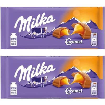 Milka Caramel Original Chocolate 100g (20 Bars (Full Box) Delicious Tasty And Twisty Treat Gift Hamper For Birthday,Christmas Sold By Kidzbuzz