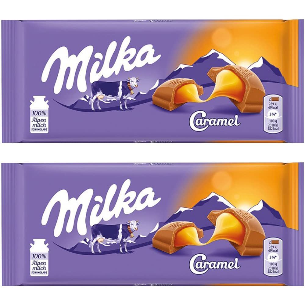 Milka Caramel Original Chocolate 100g (20 Bars (Full Box) Delicious Tasty And Twisty Treat Gift Hamper For Birthday,Christmas Sold By Kidzbuzz
