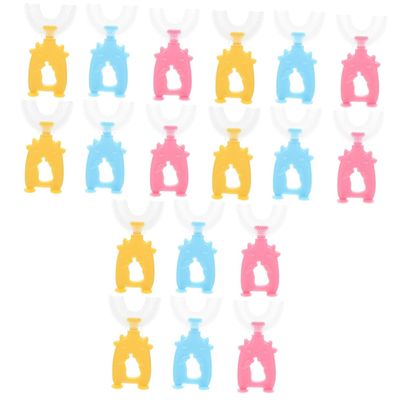 Healeved 18pcs U-Shaped Toothbrushes Manual Boys and Girls Tooth Cleaning Tools Oral Cleaning Brushes for Boy Girl Random Color
