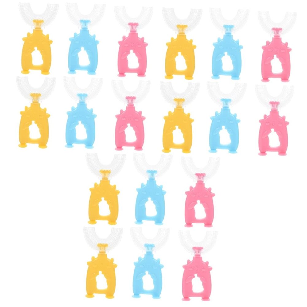Healeved 18pcs U-Shaped Toothbrushes Manual Boys and Girls Tooth Cleaning Tools Oral Cleaning Brushes for Boy Girl Random Color