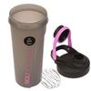 Set of BLUE & PINK Bolt Virgin Plastic Protein Shaker Bottle with Steel Wire Blending Ball- 700ml/ 23.6oz with Measuring Guide Airtight Leakproof Screw Cap Sport Bottles Fitness Gym Shaker BPAFree view 3