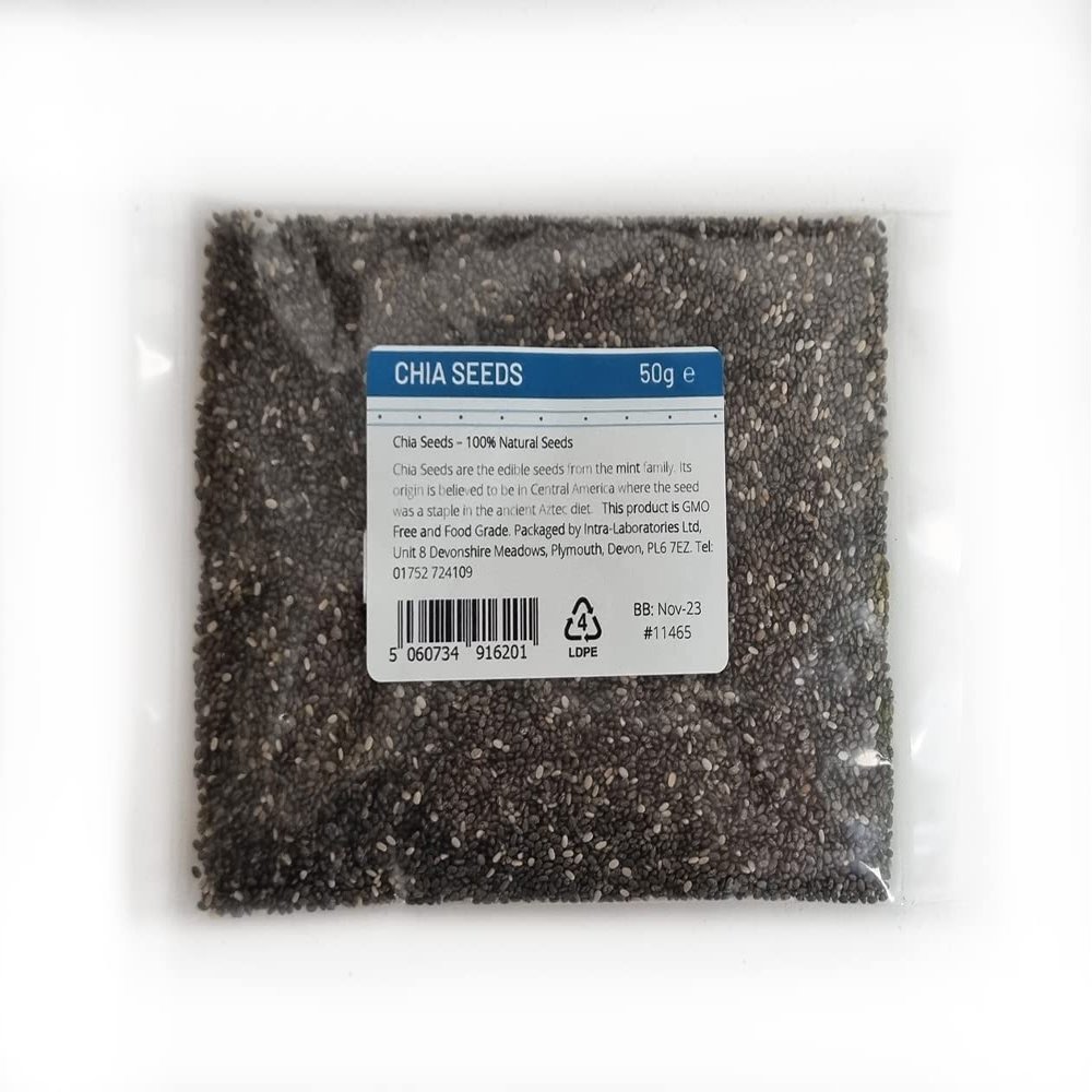 Entirely Ingredients Chia Seeds, Dark Chia Seeds 50g - Selected for Premium Quality