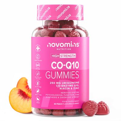 CoQ10 Gummies  250mg High Strength CoQ10 Supplement  60 Gummies  Coenzyme Q10 with EPA, DHA, Vitamin B3 & Zinc - Co Enzyme CQ10 Naturally Fermented High Absorption CQ10 Supplement - Novomins
