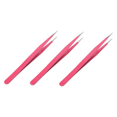 FOMIYES 3pcs Nail Art Tweezers Craft Precision Tweezers Stainless Steel for Nail Art Sticker Placement