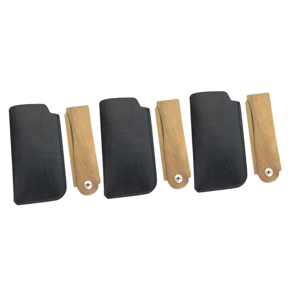 minkissy 3sets Wooden Pocket Beard Comb with Case Portable Folding Hair Comb for Men Beard Accessory for Travel Salon Home Use Multi-functional Hair Styling Tool