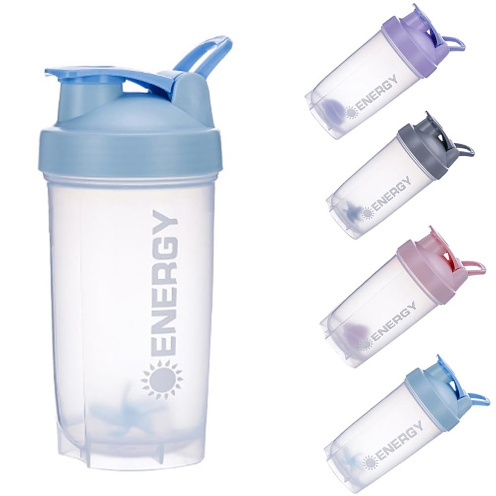 KHAOP Protein Shaker Bottle with Mixball - 500ml Gym Cup BPA and DEHP Free Leakproof for Pre Workout Mixer for Protein Powder Shakes & Supplement Shaker Bottle (Blue)