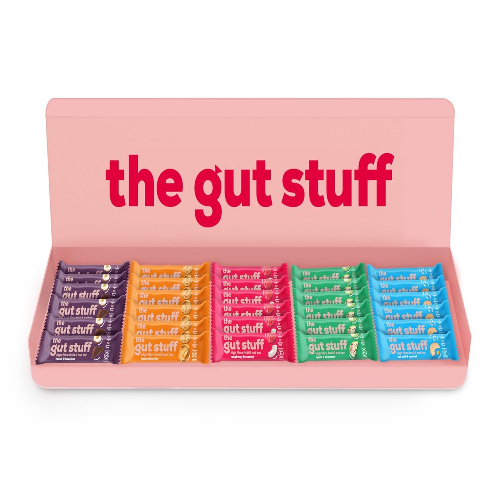 The Gut Stuff - High Fibre Bars All Natural, Gut-Friendly, Gluten-Free, Vegan 30 x 35g Bar Box - Mixed Flavours