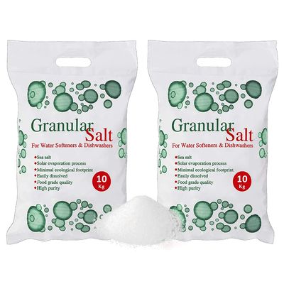 10kg Granular Salt For Granular Water Softeners Best For Laundry Kitchen Dish Washing | Compatible To All Water Softner Salt Machines | Food Grade 100% Genuine British Salt (2 Bag)