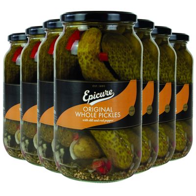 Epicure Original Whole Pickles, Dill with Red Pepper, 970 g (Pack of 6)