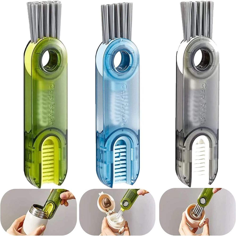 3Pcs 3 in 1 Multifunctional Cleaning Brush, 3 in 1 Cleaning Brush, 3 in 1 Bottle Cleaning Brush, Multipurpose Bottle Gap Cleaner Brush, 3 in 1 Cleaning Brush Silicone