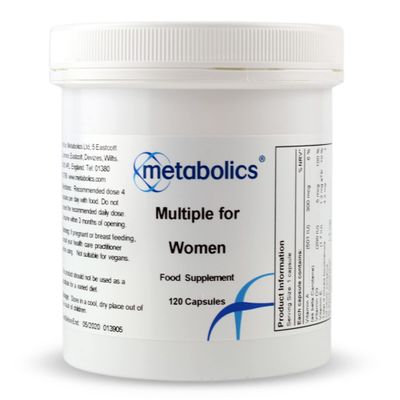 Metabolics Multivitamin and Mineral for Women (Pot of 120 Capsules) | Specifically Tailored for Women | 30+ Active Ingredients- Additive Free