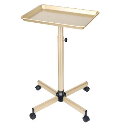 Champagne Gold Salon Tray Cart with Adjustable Height on Wheels - Ideal for Tattoo & Dental Use, No-Rusting